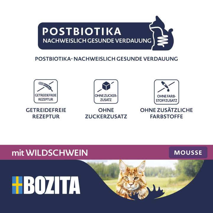 BOZITA Katzen-Nassfutter Mousse mit Wildschwein